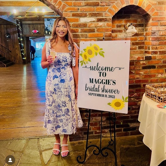 Reformation twilight Floral Blue and White Midi Dress in Lucerne - Picture 2 of 4
